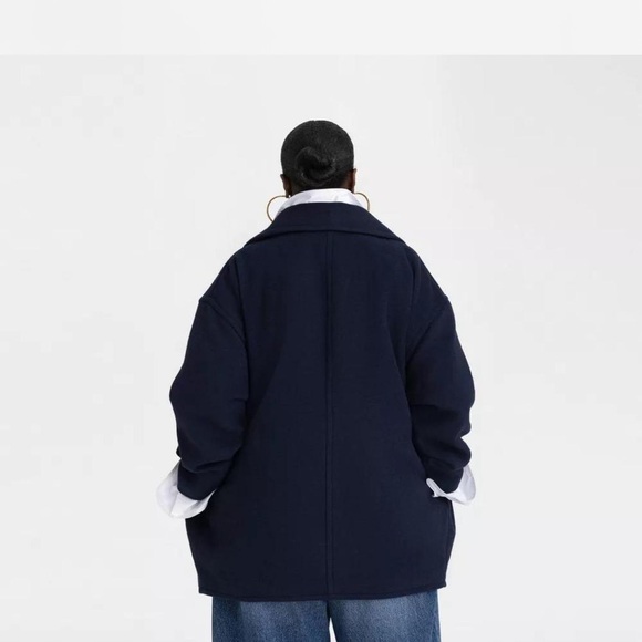 NWT KBB BY KAHLANA Women's Navy Double-Breasted Coat size M wool peacoat. Navy - Picture 5 of 8